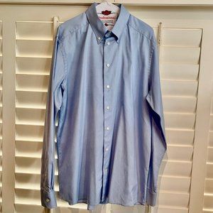 Eton Contemporary Pinpoint Light Blue Button Up Men's Shirt-17 1/2